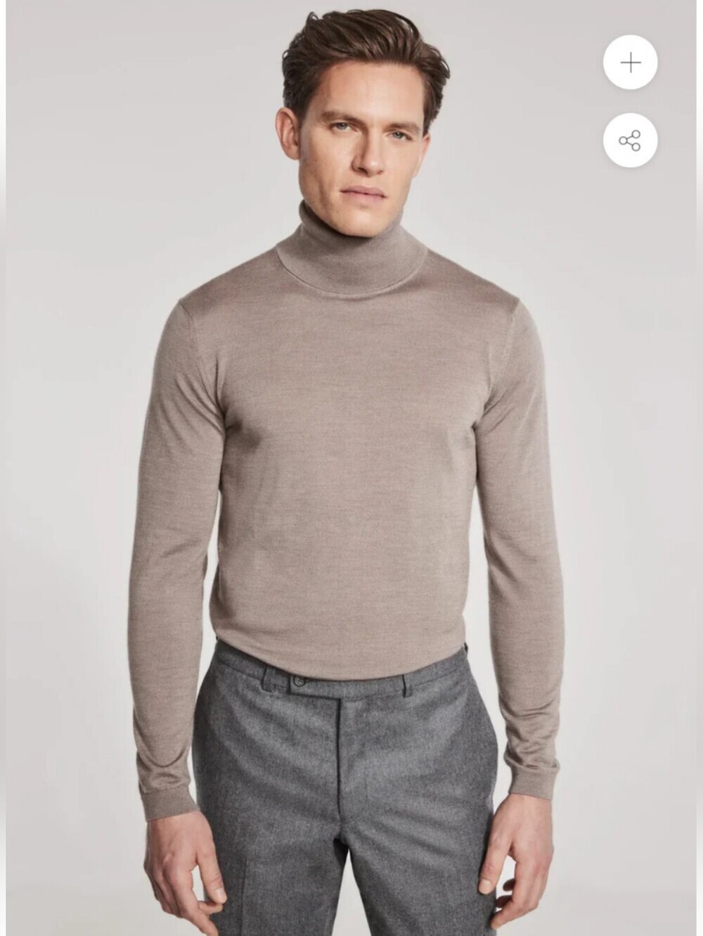JACK VICTOR wool silk cashmere gray turtleneck sweater - size medium